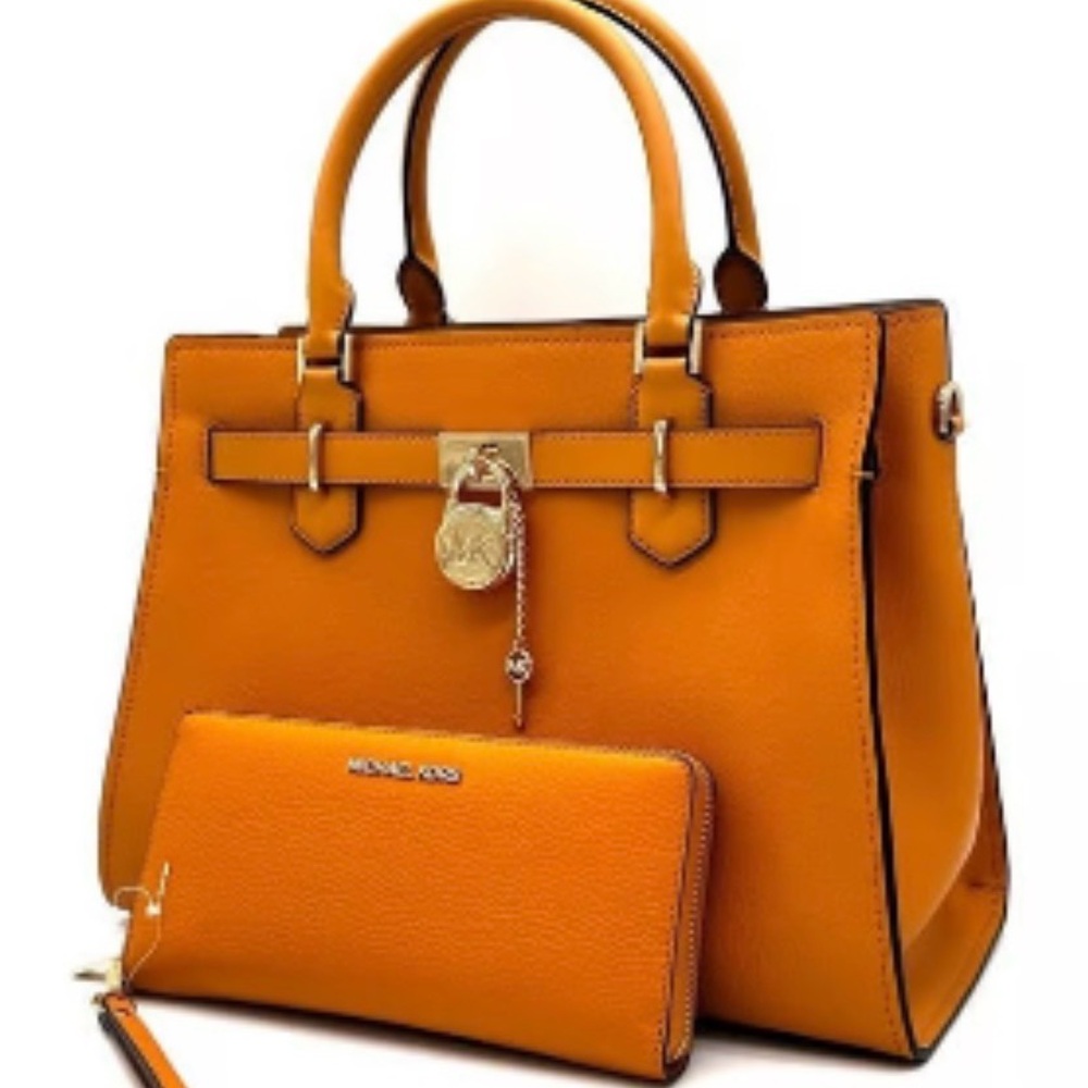 Michael Kors Leather Satchel with Gold Hardware + Matching wallet